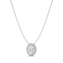 1 CT. Oval and Round Halo Lab Created Diamond Pendant