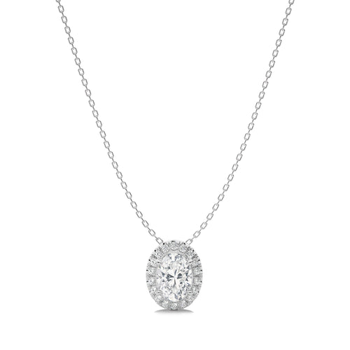 1 CT. Oval and Round Halo Lab Created Diamond Pendant