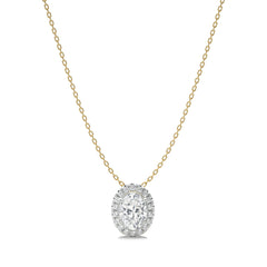 1 CT. Oval and Round Halo Natural Diamond Pendant