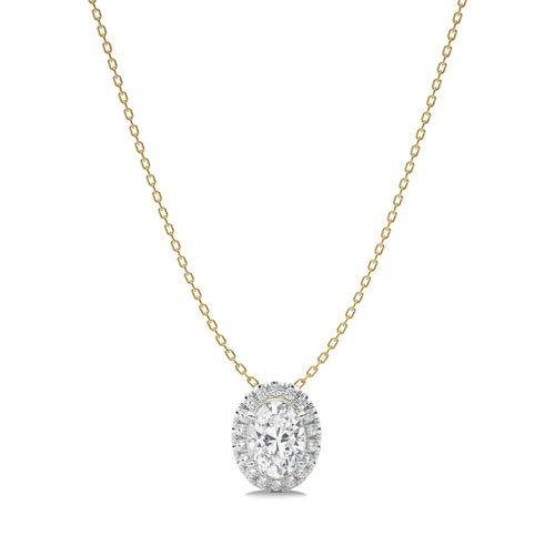 1 CT. Oval and Round Halo Lab Created Diamond Pendant