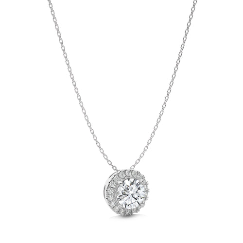 1 CT. Round with Halo Natural Diamond Pendant