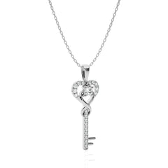 1/4 CT. The Infinity Heart Key Lab Created Diamond  Pendant