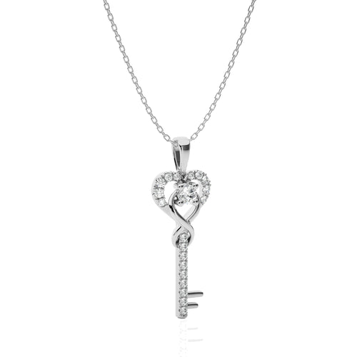 1/4 CT. The Infinity Heart Key Lab Created Diamond  Pendant