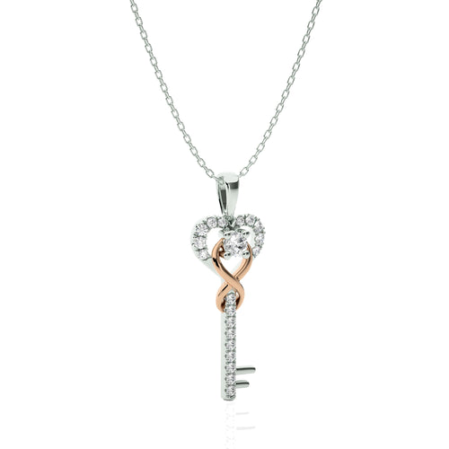 1/4 CT. The Infinity Heart Key Lab Created Diamond  Pendant