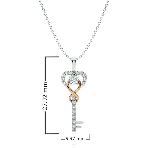 1/4 CT. The Infinity Heart Key Lab Created Diamond  Pendant