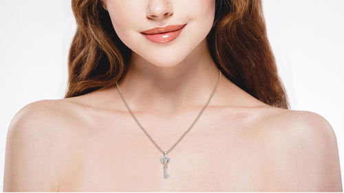 1/4 CT. The Infinity Heart Key Lab Created Diamond  Pendant