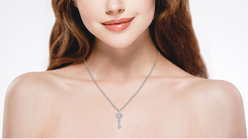 1/4 CT. The Infinity Heart Key Lab Created Diamond  Pendant