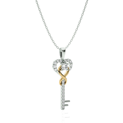 1/4 CT. The Infinity Heart Key Lab Created Diamond  Pendant