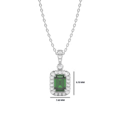 Verdant Glow Round Natural Diamond and Emerald Pendant Necklace