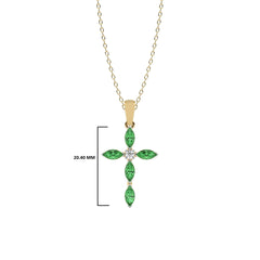 Graceful Faith Marquise Shape Emerald Cross Pendant Necklace