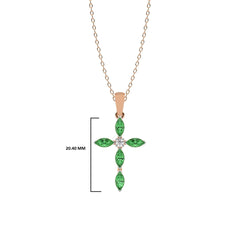 Graceful Faith Marquise Shape Emerald Cross Pendant Necklace