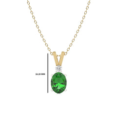 Evergreen Radiance Round Natural Diamond and Oval Emerald Pendant