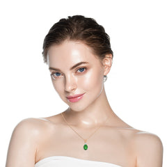 Evergreen Radiance Round Natural Diamond and Oval Emerald Pendant