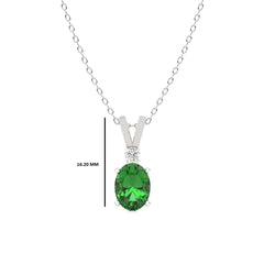 Evergreen Radiance Round Natural Diamond and Oval Emerald Pendant