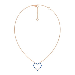 3/4 CT. Round Natural Diamond and Blue Sapphire Heart Pendant Necklace