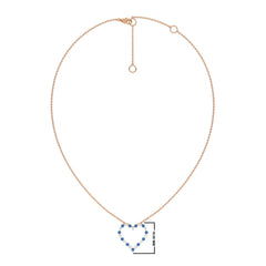 3/4 CT. Round Natural Diamond and Blue Sapphire Heart Pendant Necklace