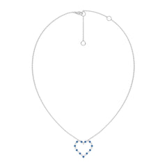 3/4 CT. Round Natural Diamond and Blue Sapphire Heart Pendant Necklace