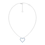 3/4 CT. Round Natural Diamond and Blue Sapphire Heart Pendant Necklace