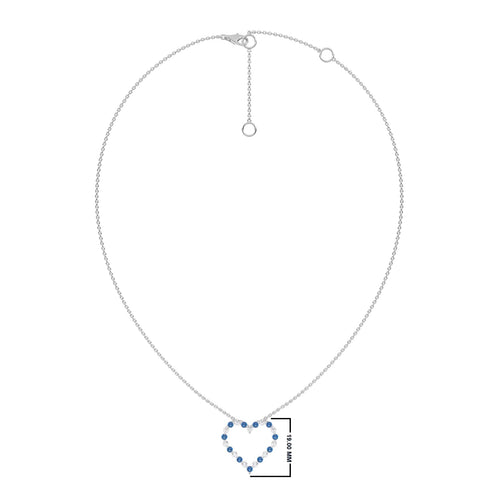 3/4 CT. Round Natural Diamond and Blue Sapphire Heart Pendant Necklace