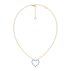 3/4 CT. Round Natural Diamond and Blue Sapphire Heart Pendant Necklace