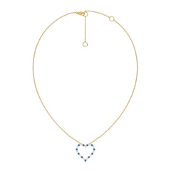 3/4 CT. Round Natural Diamond and Blue Sapphire Heart Pendant Necklace