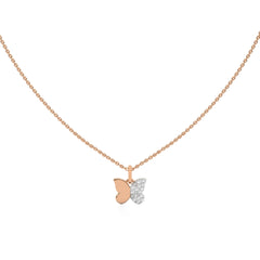 1/6 CT. Round Natural Diamond Butterfly Pendant Necklace