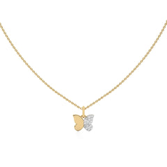 1/6 CT. Round Natural Diamond Butterfly Pendant Necklace