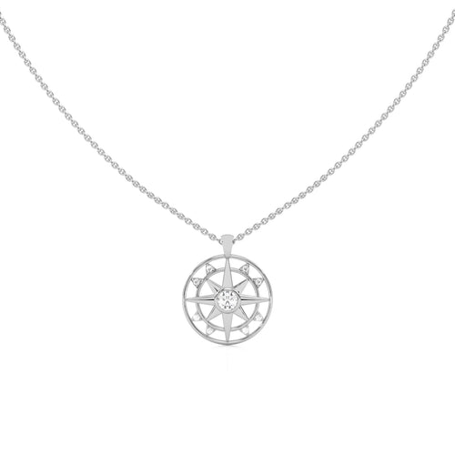 1/3 CT. Round Natural Diamond Starburst Coin Pendant