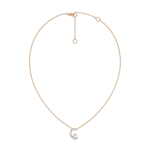 3/8 CT. Round Lab Created Diamond Half Moon Pendant