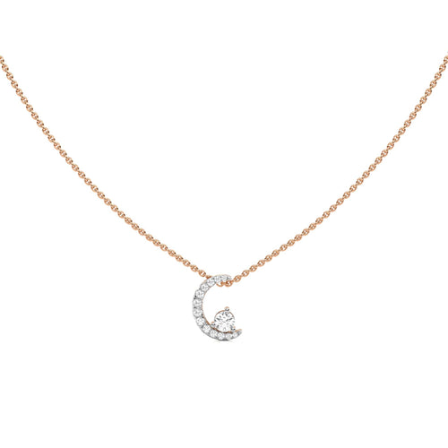 3/8 CT. Round Lab Created Diamond Half Moon Pendant
