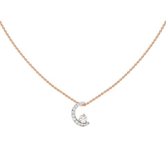 3/8 CT. Round Natural Diamond Half Moon Pendant