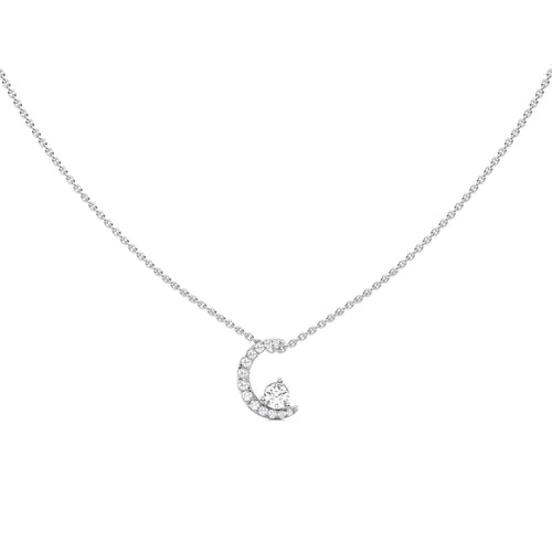 3/8 CT. Round Natural Diamond Half Moon Pendant