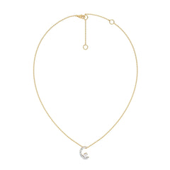 3/8 CT. Round Natural Diamond Half Moon Pendant