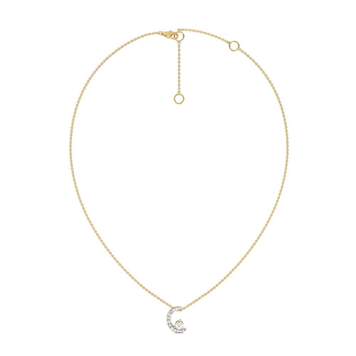 3/8 CT. Round Lab Created Diamond Half Moon Pendant