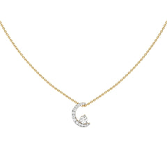 3/8 CT. Round Natural Diamond Half Moon Pendant