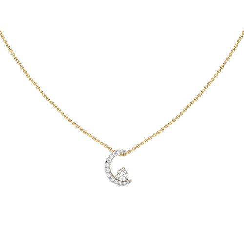 3/8 CT. Round Lab Created Diamond Half Moon Pendant
