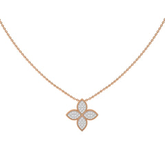 1/4 CT. Round Natural Diamond Four Leaf Pendant Necklace