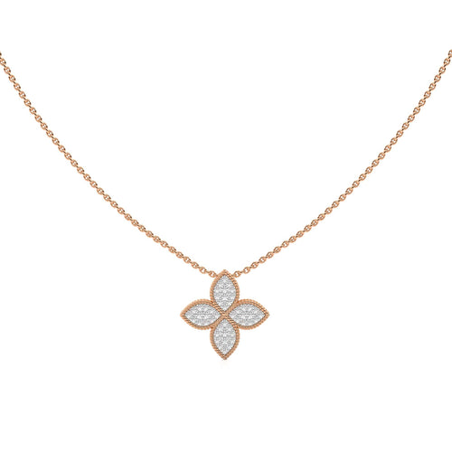 1/4 CT. Round Lab Created Diamond Four Leaf Pendant Necklace