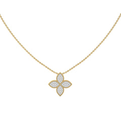 1/4 CT. Round Natural Diamond Four Leaf Pendant Necklace