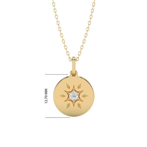 1/10 CT. Round Natural Diamond Starburst Disc Pendant