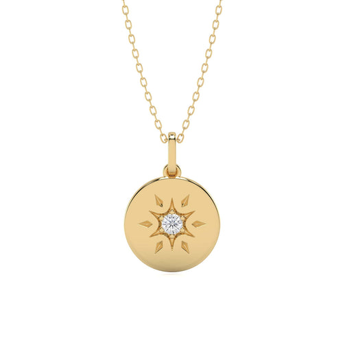 1/10 CT. Round Natural Diamond Starburst Disc Pendant
