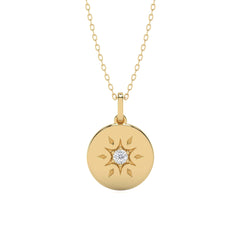 1/10 CT. Round Natural Diamond Starburst Disc Pendant