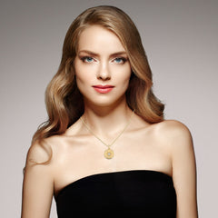 1/10 CT. Round Natural Diamond Starburst Disc Pendant