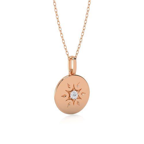 1/10 CT. Round Natural Diamond Starburst Disc Pendant