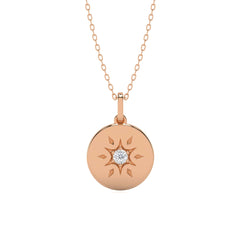 1/10 CT. Round Natural Diamond Starburst Disc Pendant