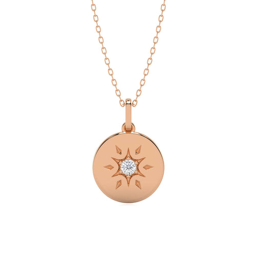 1/10 CT. Round Natural Diamond Starburst Disc Pendant