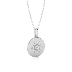 1/10 CT. Round Natural Diamond Starburst Disc Pendant
