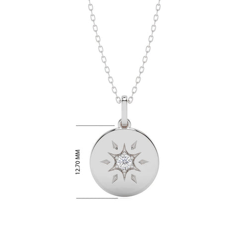 1/10 CT. Round Lab Created Diamond Starburst Disc Pendant