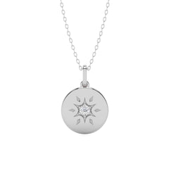 1/10 CT. Round Natural Diamond Starburst Disc Pendant