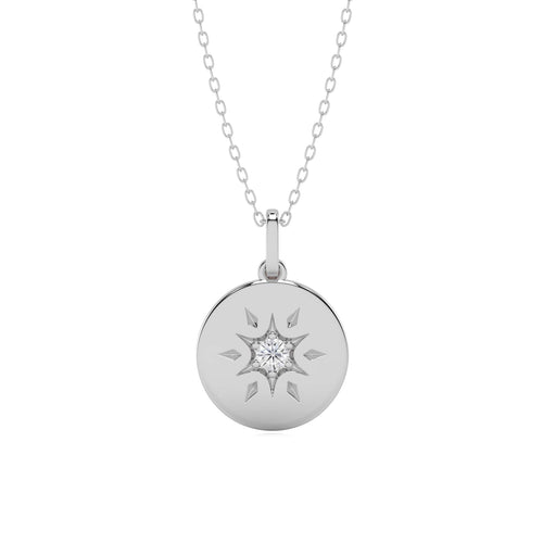 1/10 CT. Round Natural Diamond Starburst Disc Pendant